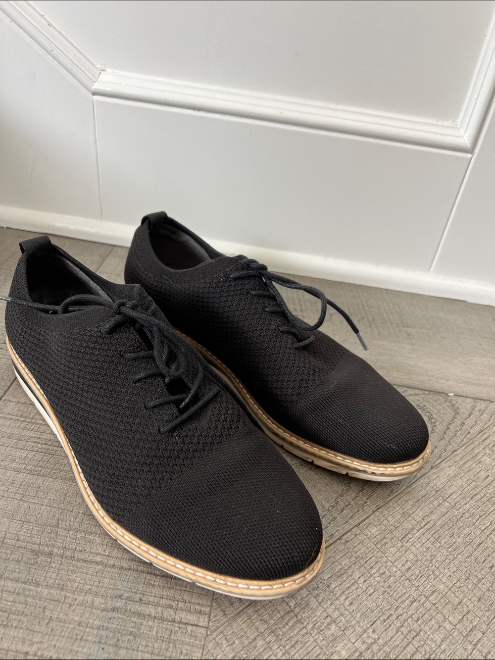 Kelly & Katie Black Knit Casual Lace-Up Shoes women size 8.5
